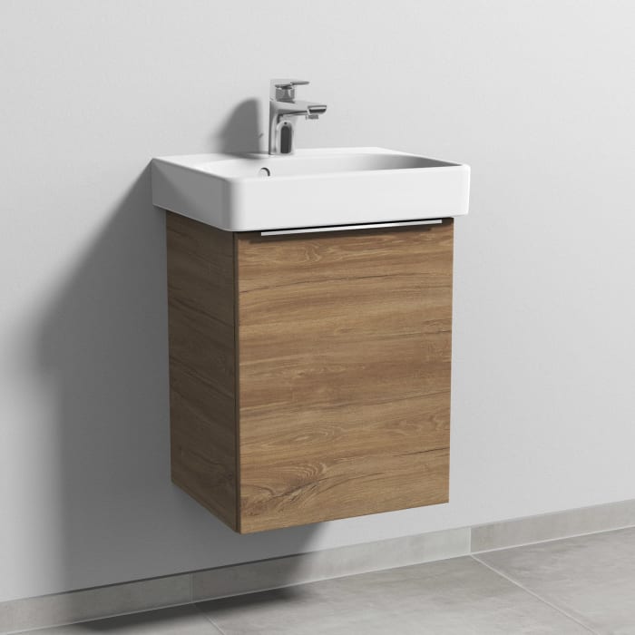 Sanipa 3way Waschtischunterbau für Keramik-Waschtisch Smyle Square 45 cm, 1 Tür, Anschlag rechts, mit Aufsatzgriff