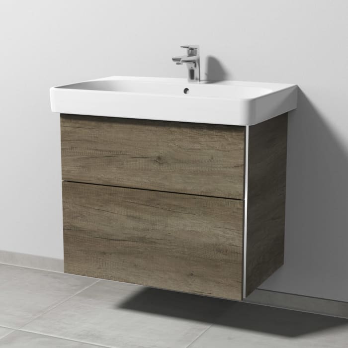 Sanipa 3way Waschtischunterbau für Keramik-Waschtisch Smyle Square 75 cm, 2 Auszüge mit Griffleisten
