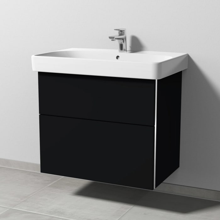 Sanipa 3way Waschtischunterbau für Keramik-Waschtisch Smyle Square 75 cm, 2 Auszüge mit Griffleisten