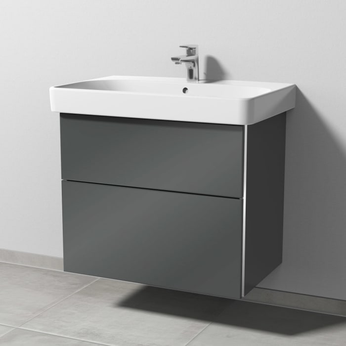Sanipa 3way Waschtischunterbau für Keramik-Waschtisch Smyle Square 75 cm, 2 Auszüge mit Griffleisten