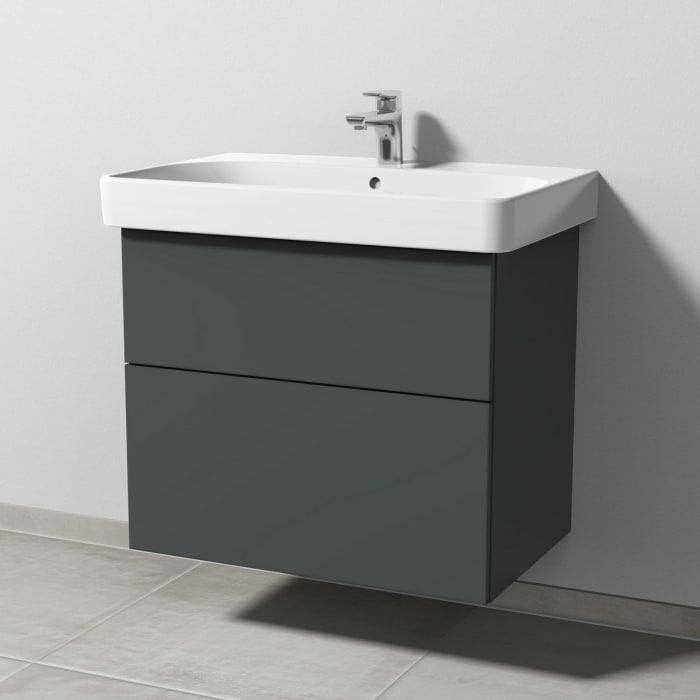 Sanipa 3way Waschtischunterbau für Keramik-Waschtisch Smyle Square 75 cm, 2 Auszüge mit Push to open