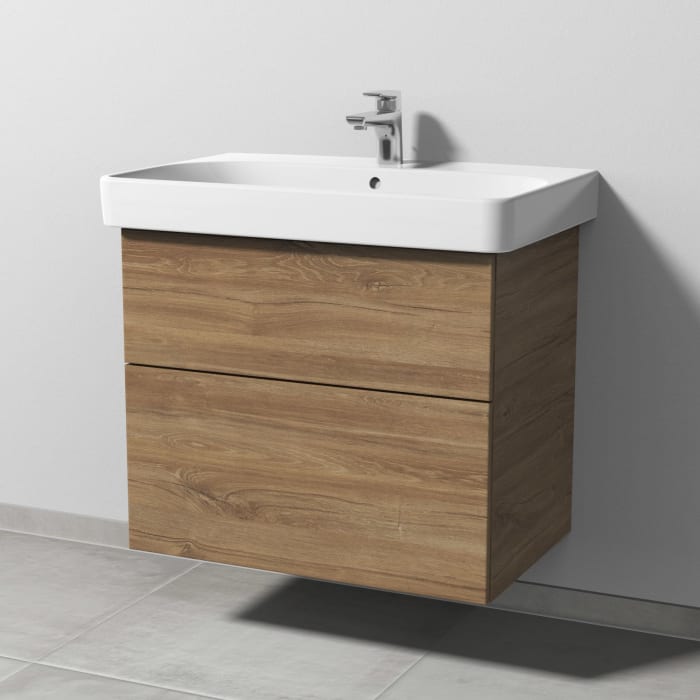 Sanipa 3way Waschtischunterbau für Keramik-Waschtisch Smyle Square 75 cm, 2 Auszüge mit Push to open