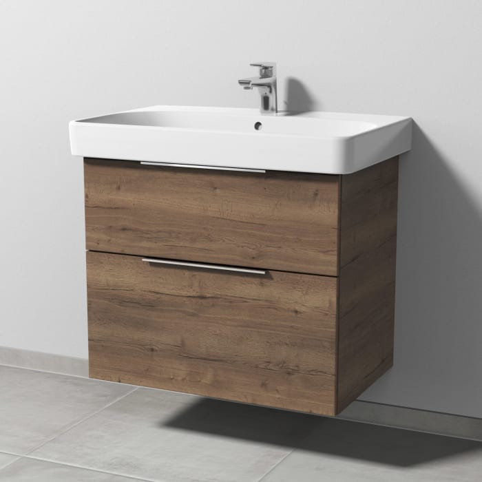 Sanipa 3way Waschtischunterbau für Keramik-Waschtisch Smyle Square 75 cm, 2 Auszüge mit Aufsatzgriff