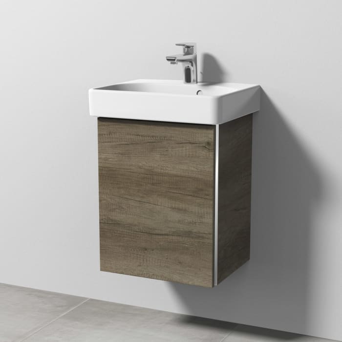 Sanipa 3way Waschtischunterbau für Keramik-Waschtisch Smyle Square 45 cm, 1 Tür, Anschlag links, mit Griffleiste