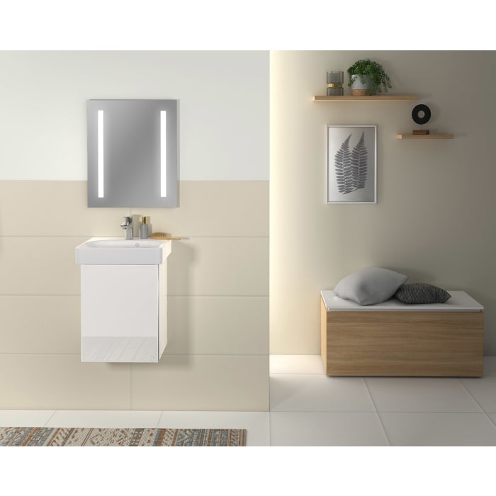 Sanipa 3way Waschtischunterbau für Keramik-Waschtisch Smyle Square 45 cm, 1 Tür, Anschlag links, mit Griffleiste