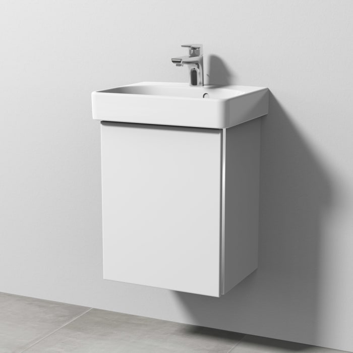 Sanipa 3way Waschtischunterbau für Keramik-Waschtisch Smyle Square 45 cm, 1 Tür, Anschlag links, mit Griffleiste