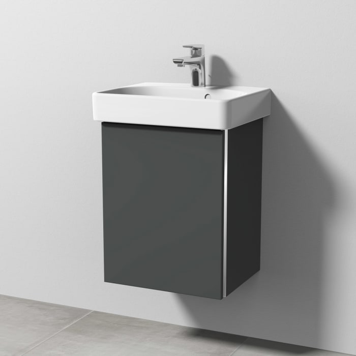 Sanipa 3way Waschtischunterbau für Keramik-Waschtisch Smyle Square 45 cm, 1 Tür, Anschlag links, mit Griffleiste