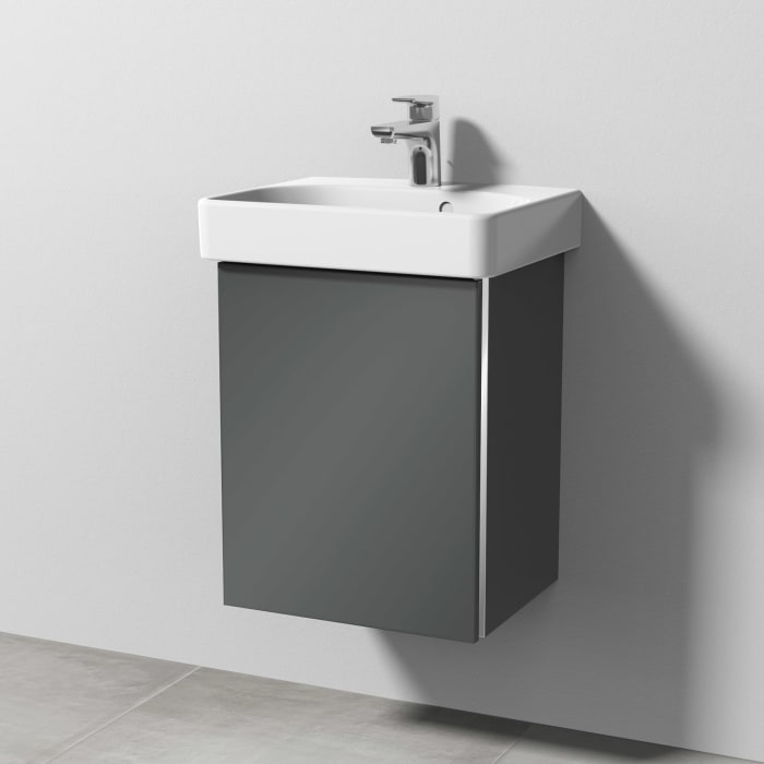 Sanipa 3way Waschtischunterbau für Keramik-Waschtisch Smyle Square 45 cm, 1 Tür, Anschlag links, mit Griffleiste