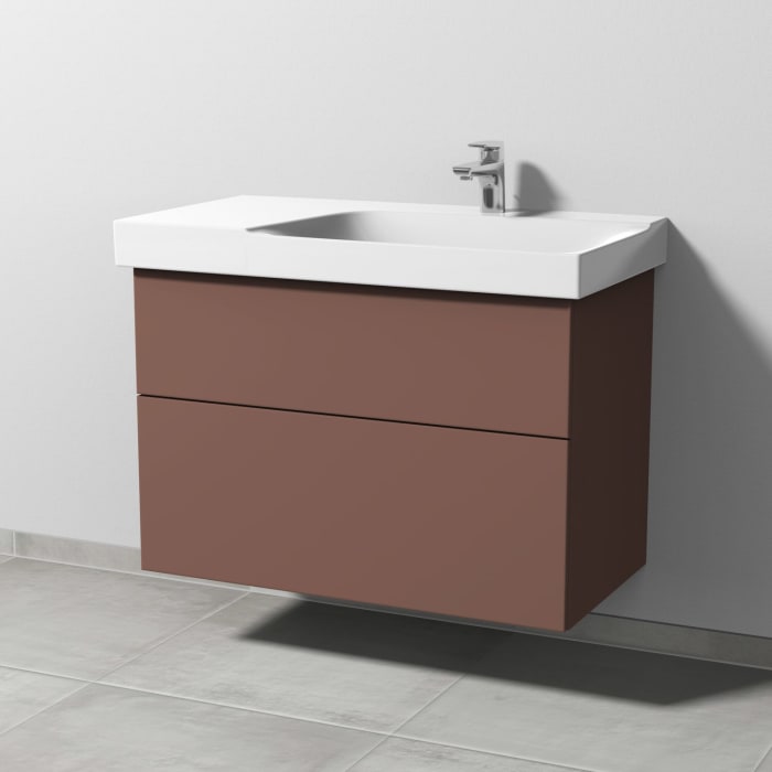 Sanipa 3way Waschtischunterbau für Keramik-Waschtisch Xeno² 90 cm, 2 Auszüge mit Push to open, Ablagefläche links