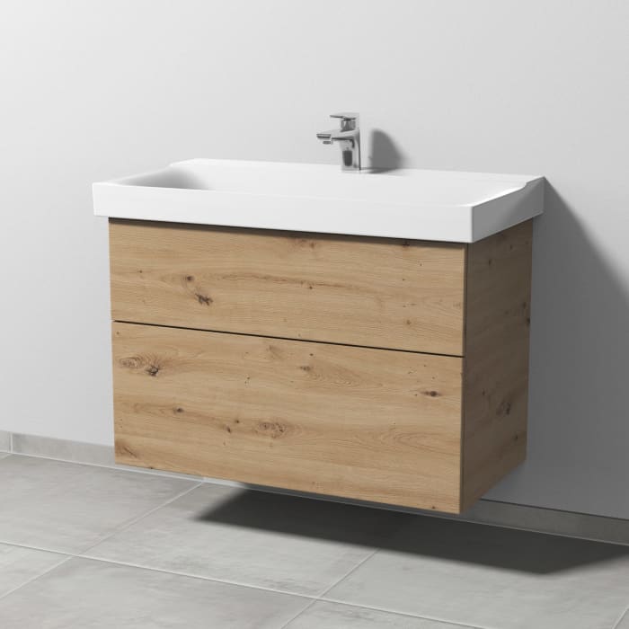 Sanipa 3way Waschtischunterbau für Keramik-Waschtisch Xeno² 90 cm, 2 Auszüge mit Push to open