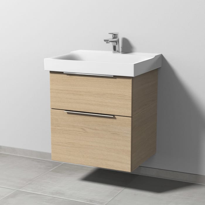 Sanipa 3way Waschtischunterbau für Keramik-Waschtisch Xeno² 60 cm, 2 Auszüge mit Aufsatzgriff