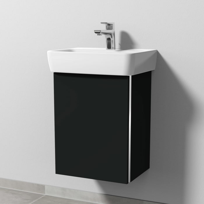 Sanipa 3way Waschtischunterbau für Keramik-Waschtisch Renova Plan 45 cm, 1 Tür, Anschlag links, mit Griffleiste