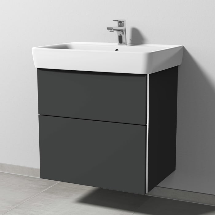 Sanipa 3way Waschtischunterbau für Keramik-Waschtisch Renova Plan 65 cm, 2 Auszüge mit Griffleisten
