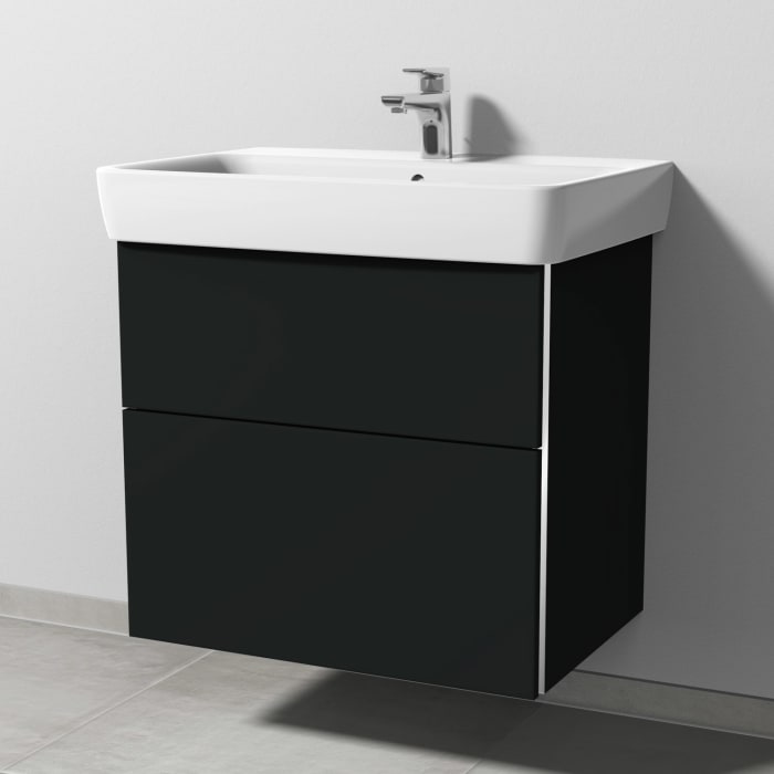 Sanipa 3way Waschtischunterbau für Keramik-Waschtisch Renova Plan 70 cm, 2 Auszüge mit Griffleisten