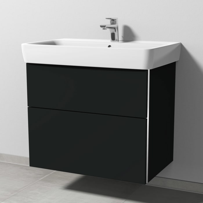 Sanipa 3way Waschtischunterbau für Keramik-Waschtisch Renova Plan 75 cm, 2 Auszüge mit Griffleisten