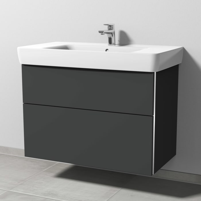 Sanipa 3way Waschtischunterbau für Keramik-Waschtisch Renova Plan 90 cm, 2 Auszüge mit Griffleisten