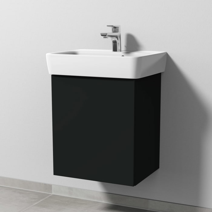 Sanipa 3way Waschtischunterbau für Keramik-Waschtisch Renova Plan 50 cm, 1 Tür, Anschlag links, mit Push to open