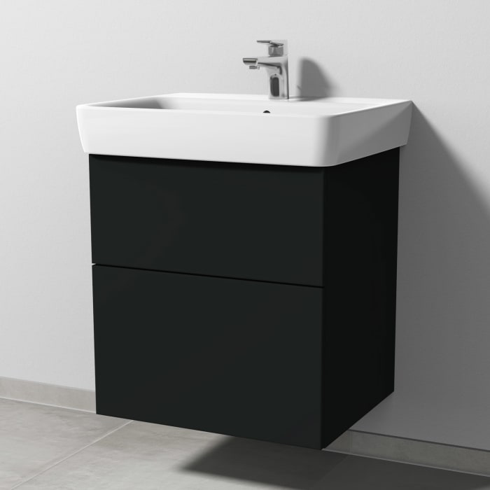 Sanipa 3way Waschtischunterbau für Keramik-Waschtisch Renova Plan 60 cm, 2 Auszüge mit Push to open