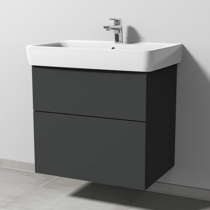 Sanipa 3way Waschtischunterbau für Keramik-Waschtisch Renova Plan 70 cm, 2 Auszüge mit Push to open