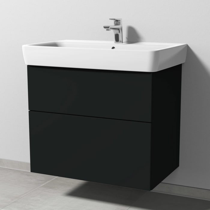 Sanipa 3way Waschtischunterbau für Keramik-Waschtisch Renova Plan 75 cm, 2 Auszüge mit Push to open