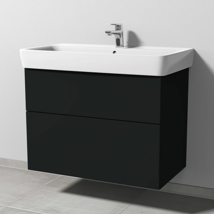 Sanipa 3way Waschtischunterbau für Keramik-Waschtisch Renova Plan 85 cm, 2 Auszüge mit Push to open