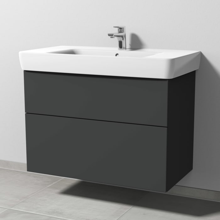 Sanipa 3way Waschtischunterbau für Keramik-Waschtisch Renova Plan 90 cm, 2 Auszüge mit Push to open