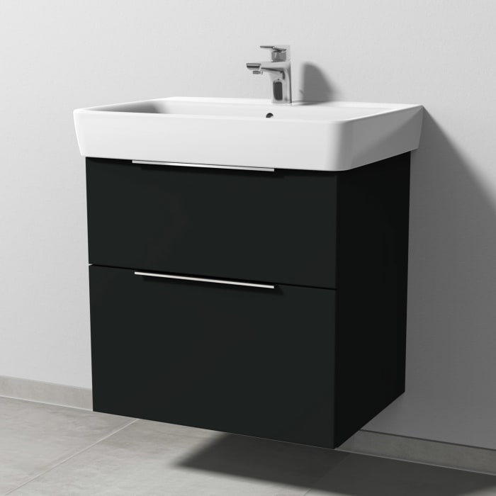 Sanipa 3way Waschtischunterbau für Keramik-Waschtisch Renova Plan 65 cm, 2 Auszüge mit Aufsatzgriff