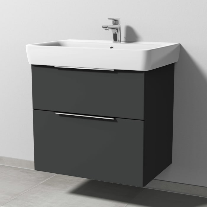 Sanipa 3way Waschtischunterbau für Keramik-Waschtisch Renova Plan 70 cm, 2 Auszüge mit Aufsatzgriff