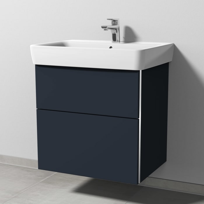 Sanipa 3way Waschtischunterbau für Keramik-Waschtisch Renova Plan 65 cm, 2 Auszüge mit Griffleisten