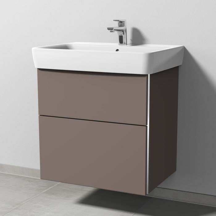 Sanipa 3way Waschtischunterbau für Keramik-Waschtisch Renova Plan 65 cm, 2 Auszüge mit Griffleisten