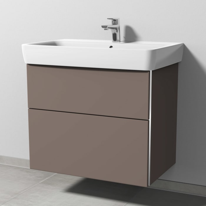 Sanipa 3way Waschtischunterbau für Keramik-Waschtisch Renova Plan 75 cm, 2 Auszüge mit Griffleisten