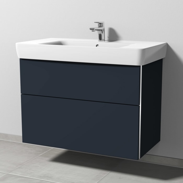 Sanipa 3way Waschtischunterbau für Keramik-Waschtisch Renova Plan 90 cm, 2 Auszüge mit Griffleisten