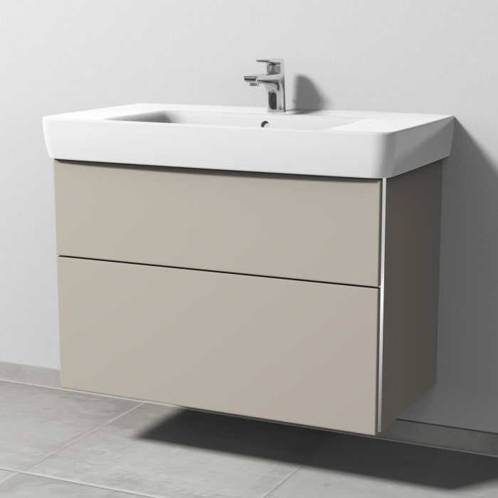 Sanipa 3way Waschtischunterbau für Keramik-Waschtisch Renova Plan 90 cm, 2 Auszüge mit Griffleisten
