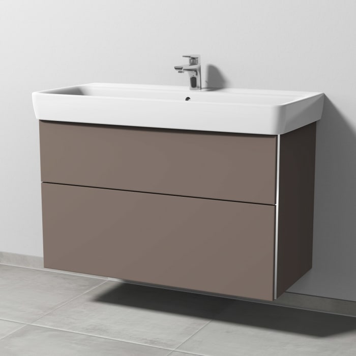 Sanipa 3way Waschtischunterbau für Keramik-Waschtisch Renova Plan 100 cm, 2 Auszüge mit Griffleisten