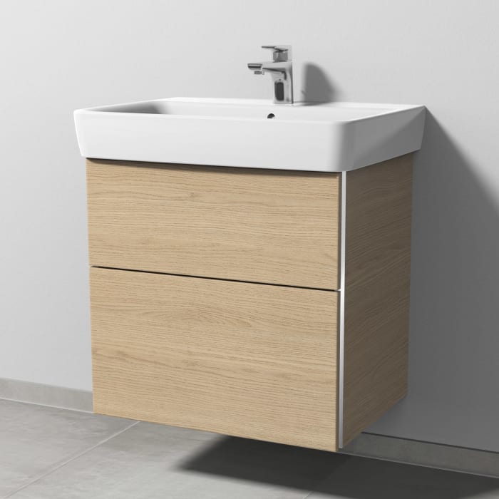 Sanipa 3way Waschtischunterbau für Keramik-Waschtisch Renova Plan 65 cm, 2 Auszüge mit Griffleisten