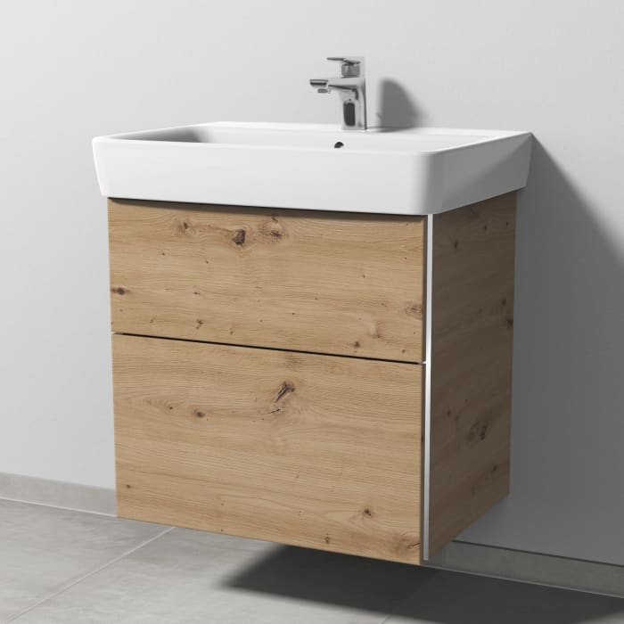 Sanipa 3way Waschtischunterbau für Keramik-Waschtisch Renova Plan 65 cm, 2 Auszüge mit Griffleisten