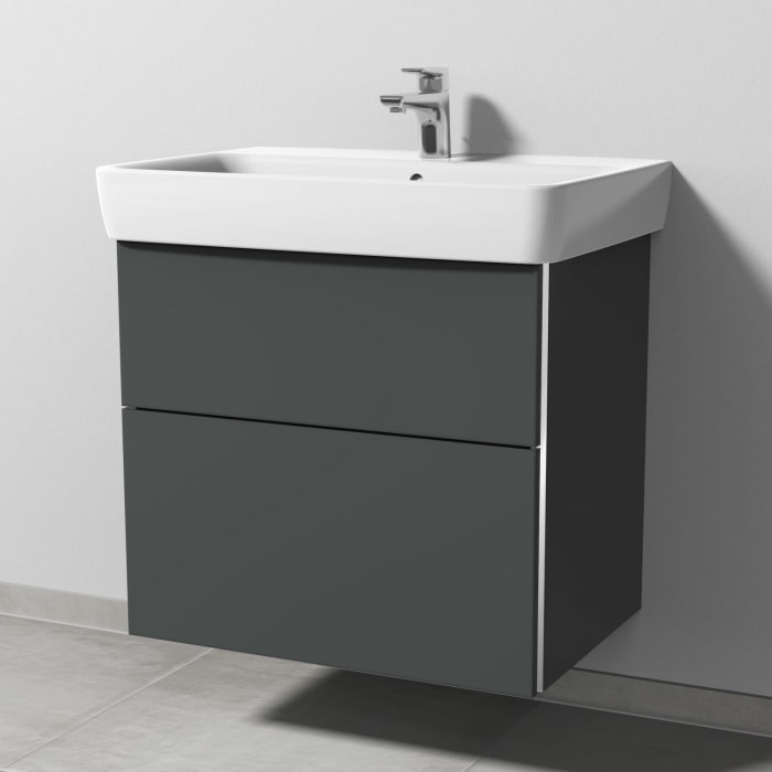 Sanipa 3way Waschtischunterbau für Keramik-Waschtisch Renova Plan 70 cm, 2 Auszüge mit Griffleisten