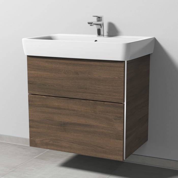 Sanipa 3way Waschtischunterbau für Keramik-Waschtisch Renova Plan 70 cm, 2 Auszüge mit Griffleisten