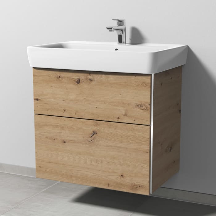 Sanipa 3way Waschtischunterbau für Keramik-Waschtisch Renova Plan 70 cm, 2 Auszüge mit Griffleisten