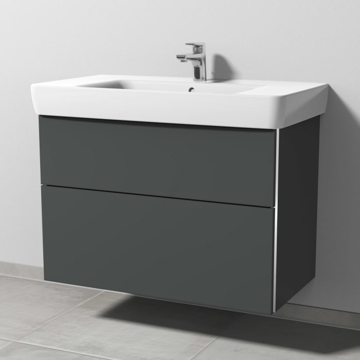 Sanipa 3way Waschtischunterbau für Keramik-Waschtisch Renova Plan 90 cm, 2 Auszüge mit Griffleisten