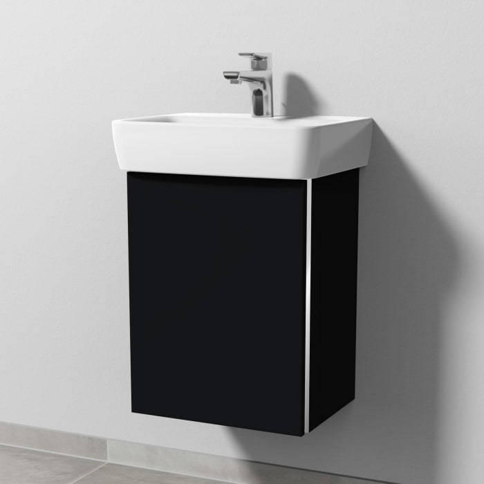Sanipa 3way Waschtischunterbau für Keramik-Waschtisch Renova Plan 45 cm, 1 Tür, Anschlag links, mit Griffleiste