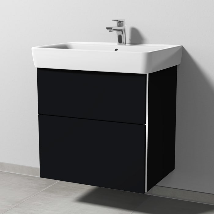 Sanipa 3way Waschtischunterbau für Keramik-Waschtisch Renova Plan 65 cm, 2 Auszüge mit Griffleisten
