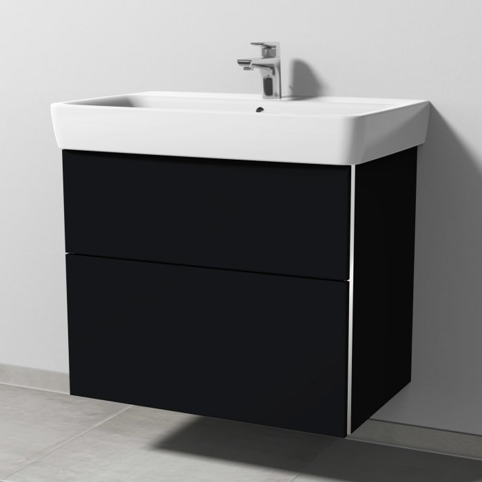 Sanipa 3way Waschtischunterbau für Keramik-Waschtisch Renova Plan 75 cm, 2 Auszüge mit Griffleisten