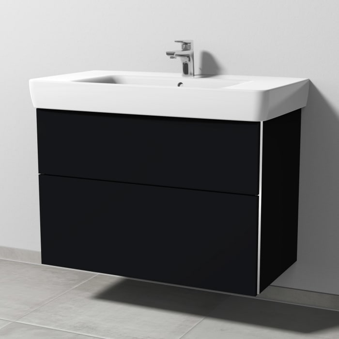 Sanipa 3way Waschtischunterbau für Keramik-Waschtisch Renova Plan 90 cm, 2 Auszüge mit Griffleisten