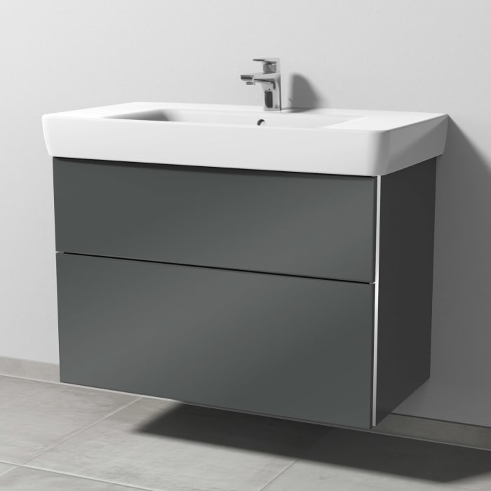 Sanipa 3way Waschtischunterbau für Keramik-Waschtisch Renova Plan 90 cm, 2 Auszüge mit Griffleisten