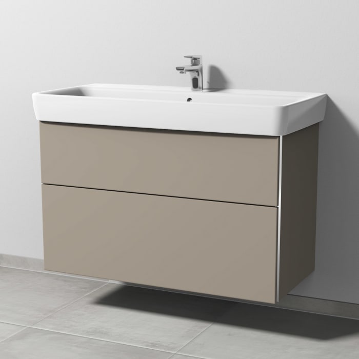 Sanipa 3way Waschtischunterbau für Keramik-Waschtisch Renova Plan 100 cm, 2 Auszüge mit Griffleisten