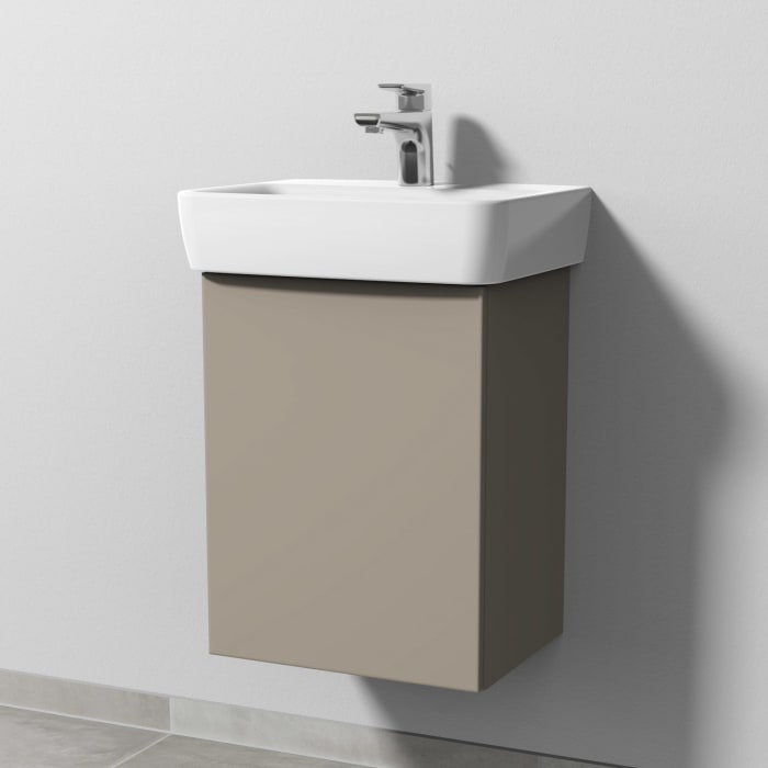 Sanipa 3way Waschtischunterbau für Keramik-Waschtisch Renova Plan 45 cm, 1 Tür, Anschlag links, mit Push to open