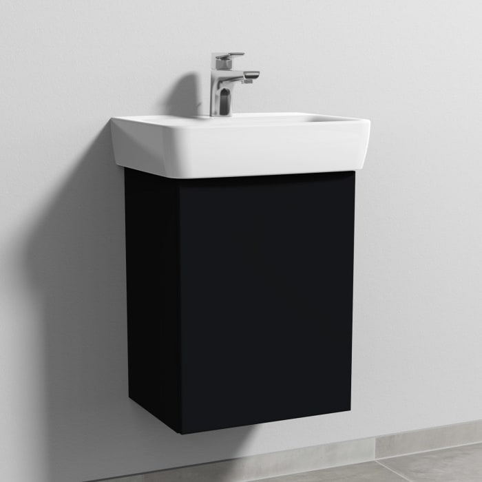 Sanipa 3way Waschtischunterbau für Keramik-Waschtisch Renova Plan 45 cm, 1 Tür, Anschlag rechts, mit Push to open