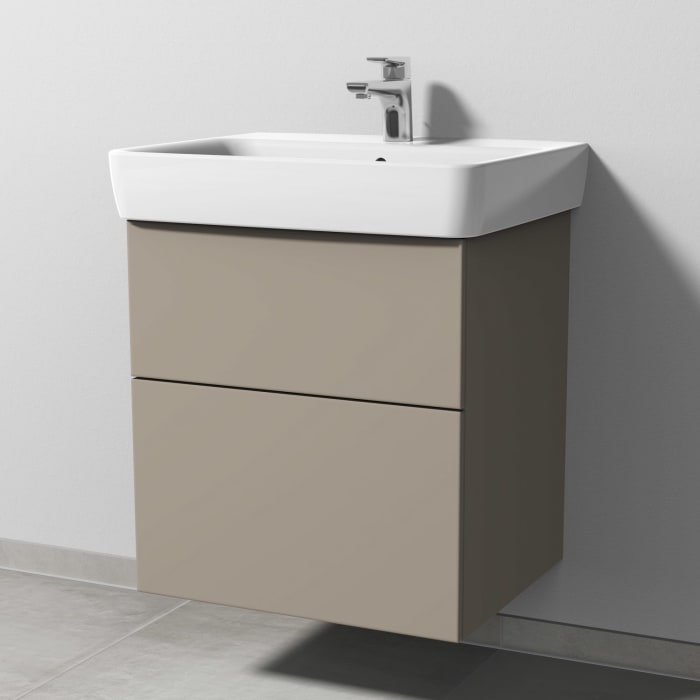 Sanipa 3way Waschtischunterbau für Keramik-Waschtisch Renova Plan 60 cm, 2 Auszüge mit Push to open