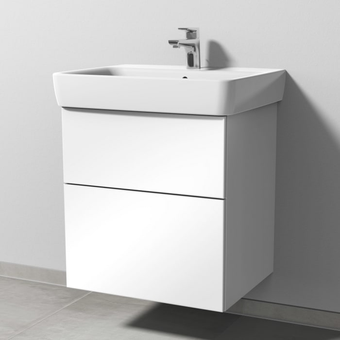 Sanipa 3way Waschtischunterbau für Keramik-Waschtisch Renova Plan 60 cm, 2 Auszüge mit Push to open